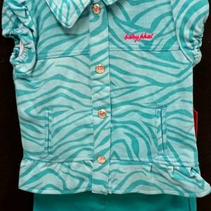 Girls turquoise denim short set